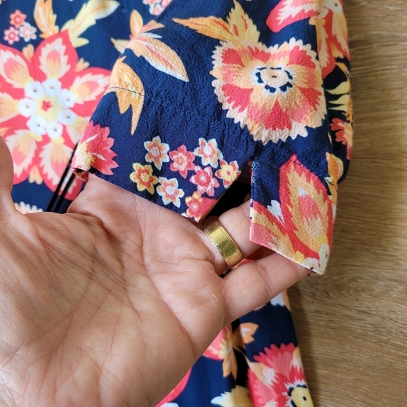 J. Jill Scoop Neck Navy Orange Floral Printed 3/4 Sleeve Sheath Dress Women's 4 - Picture 12 of 12